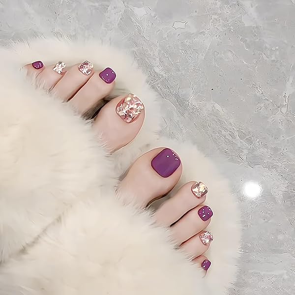 Amazon | COLORBIRD フットネイルチップ 足 24枚 紫 ネイル