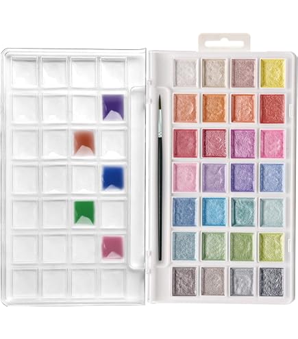 Amazon | Csy ハンドメイド メタリック水彩絵の具セット キラキラ 無地