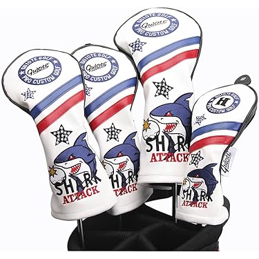 SHARK-White Guiote ゴルフヘッドカバー Golf head covers クラブヘッドカバー ウッドカバー ドライバー 新デザイン 交換可能な番号タグ付き（#2.#3.#4.#5.X) 4個セット Amazon.co.jp: Guiote ゴルフヘッドカバー Golf head covers クラブ