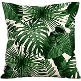観葉植物 デザイン クッションカバー 45×45cm リネンコットン 【Type E】 [並行輸入品]
