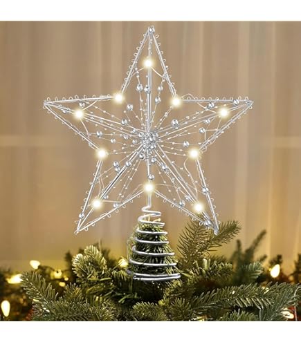 Amazon.co.jp: Lurrose クリスマスツリー トップスター 鉄製 星型
