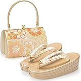 [京のみやび] 成人式 草履バッグセット 厚底タイプ エナメル 振袖用 袴用 礼装用 レディース 金/銀 佐賀錦 中国製