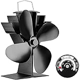 ストーブファン KINDEN 4つブレード エコファン 火力熱炉ファン ミニラウンド型 静音 省エネ 薪ストーブ/暖炉用品 スチール製 ストーブ（温度計付き）