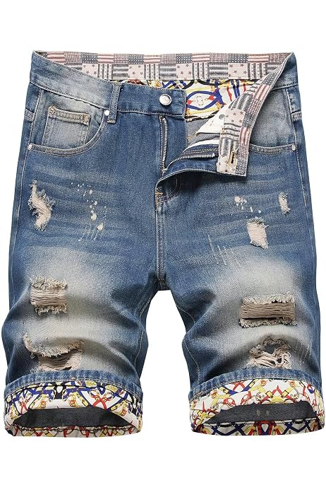 Chouyatou Men's Cool Ripped Denim Shorts - Slim Fit Wrinkle Performance Stretch Casual Shorts For Men - View #6