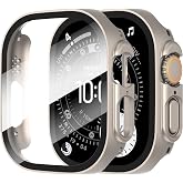 Diruite for Apple Watch Series Ultra 3/2/1 49mm保護ケース(2つ)アップルウォッチ49mmケース 硬質PC一体型保護カバー(チタンスチール色+チタンスチール色) | 超薄型強化ガラススクリーンプロテクター