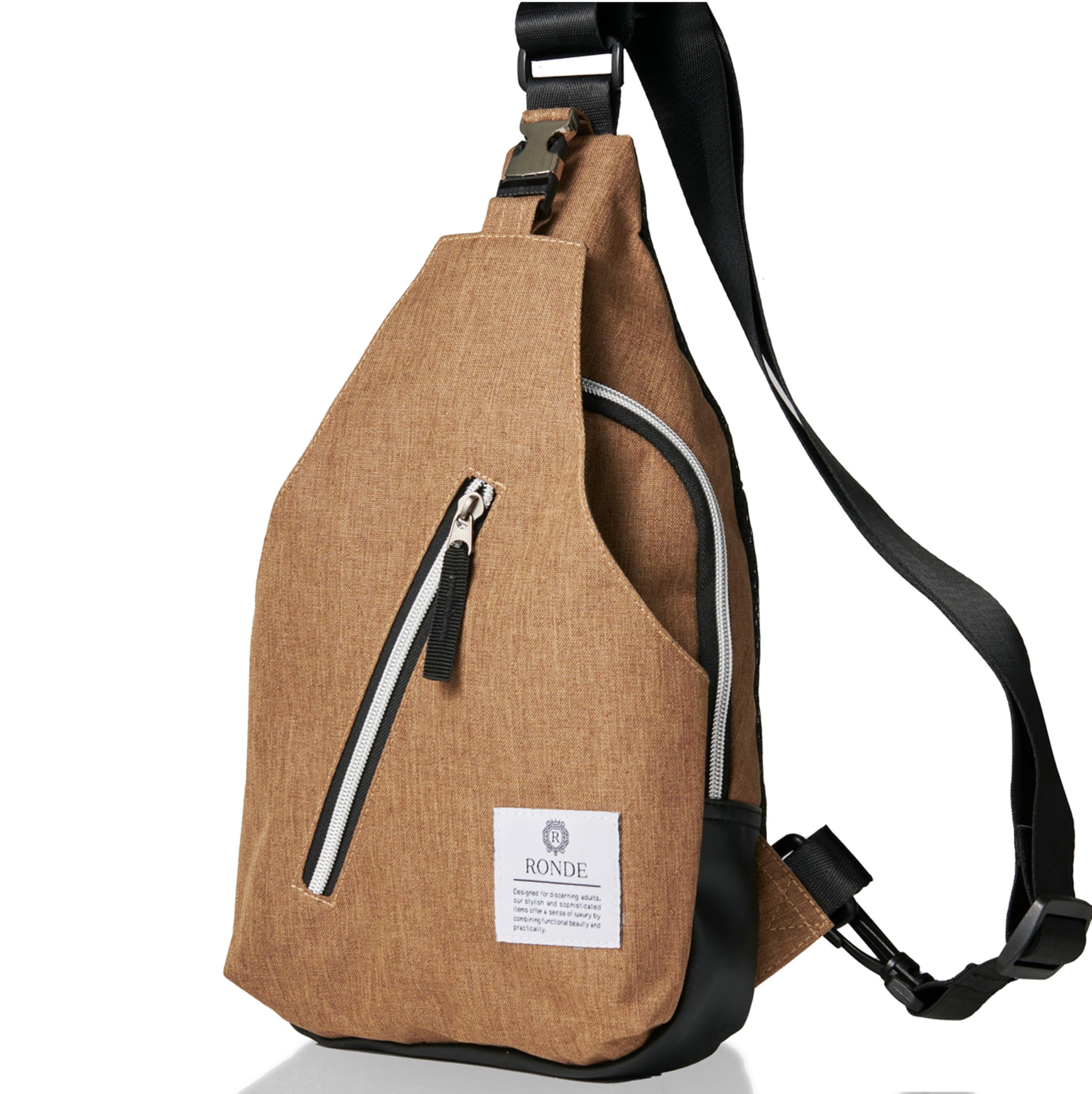 【73%OFF】【1,080円】 RONDE ファブリック X 背面メッシュ 斜め掛け ボディバッグ