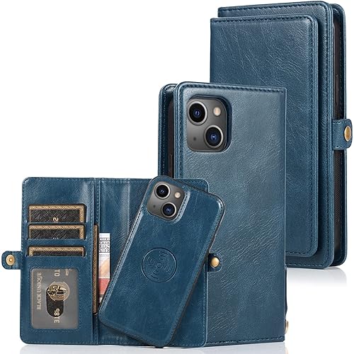 Cavor for iPhone 14 Plus Wallet Case,2 in 1 Magnetic Detachable Case Leather Flip Cover with Stand Feature & Card Slots & Wri