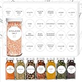 v2croft 140 Spice Jar Labels - 1.5" Round Seasoning Stickers, Black Text on White Matte Backing,Waterproof Label for Spice Co
