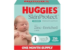 Huggies Skin Protect 新生儿尿布 1 号（最多 5 公斤）216 片 - 一个月供应（包装可能有所不同）