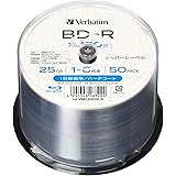 【Amazon.co.jp限定】Verbatim バーベイタム 1回録画用 ブルーレイディスク BD-R 25GB 50枚 1-6倍速 シルバーレーベル インデックスカード付き VBR130R50L-A