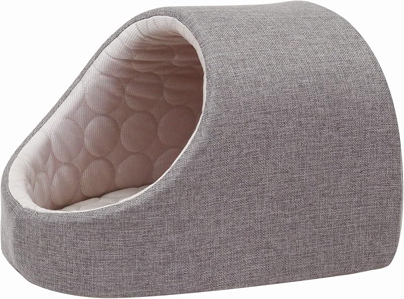 PetStyle ドーム型 ペットベッド 犬 猫 ベッド ひんやり 冷感 ドームベッド ペット 夏用 ハウス 犬用 ネコ おしゃれ かわいい Sサイズ (春夏/グレー)
