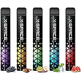 電子タバコ シーシャ ベイプ 使い捨て vape 5風味セット 10000回吸引可能 持ち運び便利 大容量 禁煙グッズ 水蒸気タバコ 爆煙 フレーバースティック ニコチンなし タールなし ブラック X-SPACE