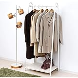 山善 ハンガーラック 幅66×奥行39.5×高さ151cm A型タイプ 棚板付き 全体耐荷重50kg 見せる収納 組立品 ホワイトウォッシュ/ホワイト ASH-S(WW/WH)