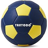 YANYODO ハンドボール 3号 練習用 ソフトハンドボール 屋外 屋内用 レーニングボール 3号球 大人 一般/大学/高校用 ボール マイクロファイバ合成皮革 直径18cm イエロー+ブルー