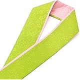 [きもの京香] 重ね襟 振袖用 リバーシブル 重ね衿 正絹 二色 伊達襟 黄緑/ピンク 浴衣 袴 使い方４通り