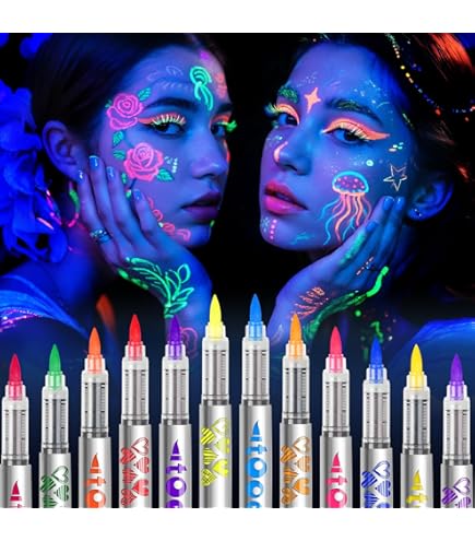 UV Floor - Set van 12 fluorescerende hoeden S-M - speciaal zwart en ultraviolet licht - 4