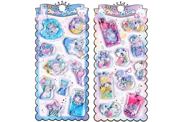 KRGNPLE 2026 年新モデル 実店舗品質 2 枚入り 水シール 3D 立体 ウォーター ぷっくり ドロップシール 精巧な柄 手帳用装飾 DIY クリエイティブ ファッション 個性的 かわいい ギフト（セット 431）