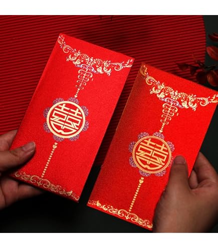 Amazon | 20枚入 紅包 ホンバオ 赤い封筒 金の桜 囍 ぽち袋 祝儀