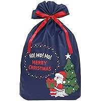 インディゴ クリスマス ラッピング袋 グリーティングバッグ5L メリーサンタ ネイビー XG287