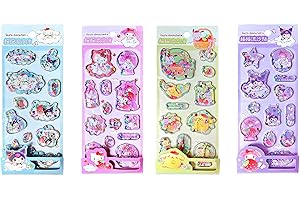 KRGNPLE 水入りシール ウォーター ぷくぷくシール 3D 立体 4 枚入り カートゥーンキャラクター 精巧な柄 手帳用装飾 DIY クリエイティブ ファッション 女の子 個性的 かわいい ギフト（No.6）