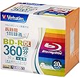 ‎バーベイタム(Verbatim) Verbatim バーベイタム 1回録画用 ブルーレイディスク BD-R DL 50GB 20枚 ホワイトプリンタブル 片面2層 1-4倍速 VBR260YP20V1