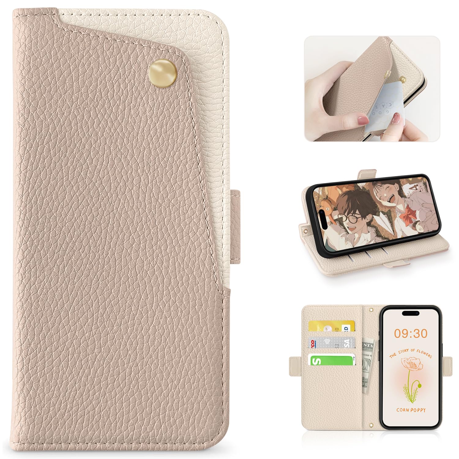 CASSYOOK for iphone 17 ケース 手帳型 スマホケース iphone 17 財布型 カードポケット付き アイフォン17 ケース 全面保護 あいふおん17ケース カード収納 横置きスタンド機能 高級PUレザー おしゃれ 上質な手触り