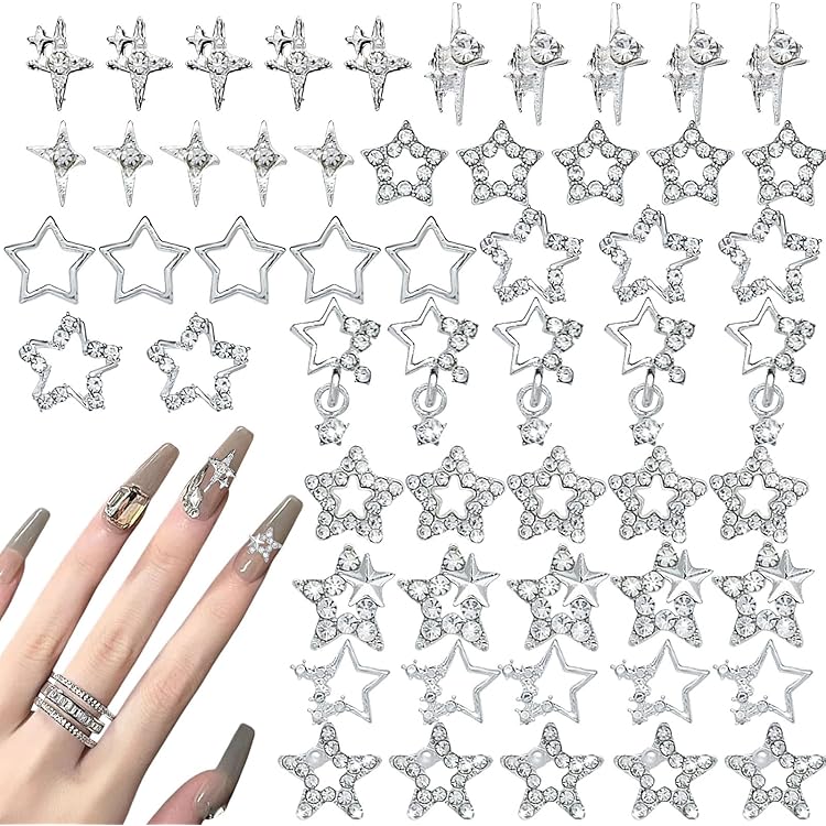 Amazon | ネイルパーツ メタルパーツ 20個セット 五芒星型 立体 3D