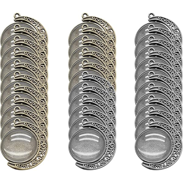 Kit De Montures De Pendentifs Ovales Noires - 30 Pièces Avec Cabochons Verre Transparent - Pour Création Bijoux Photo, Résine, Cadeaux