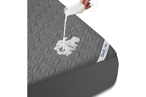 Amazon marketplace BEDLORE Waterproof Mattress Protector Queen, Grey | Mattress Cover with Deep Pocket Fitted Up to 15-45cm, Breathable, Noiseless Mattress Pad for Home, Bedroom, Machine Washable