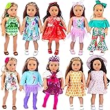 ZITA ELEMENT 24 Pcs Girl Doll Clothes Dress for American 18 Inch Doll Clothes and Accessories - Including 10 Complete Set of 