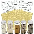 VANANA 276 Spice Jar Labels Preprinted: 138 White and 138 Black on Clear Stickers Waterproof Spice Names+Numbers+Blanks for S