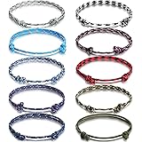 20 Pieces Nautical Braided Rope Bracelet Handmade Navy Rope Cord Bracelet Adjustable String Wave Bracelets for Men Boys Teens