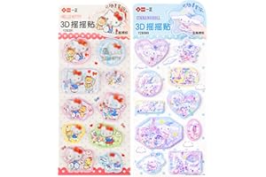 KRGNPLE 2 枚入り 水シール ウォーター ぷっくり しずくちゃん シャカシャカ 3D 立体 精巧な柄 エンボスステッカー シール手帳用 装飾 DIY クリエイティブ 個性的 かわいい ギフト（セット 87）