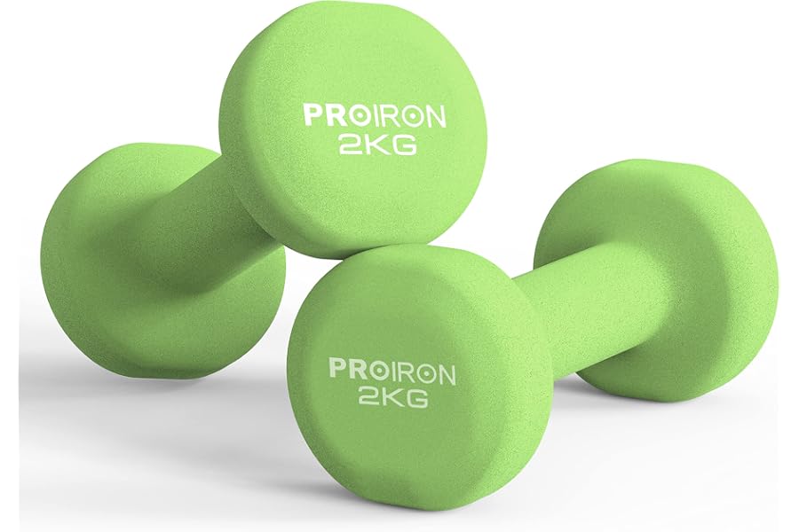 PROIRON Neoprene Dumbbells Soft-Touch Grip Hand Weights | Anti-Slip, No smell, Comfortable hand-feel,Multi-colored,1kg 1.5kg 