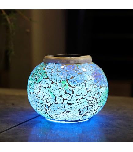 Amazon.co.jp: WSgift 色が変わるソーラーパワーガラスモザイクボール