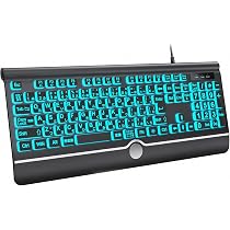 Amazon | BERGUF リストレスト付き USB有線キーボード 大きな文字 7色