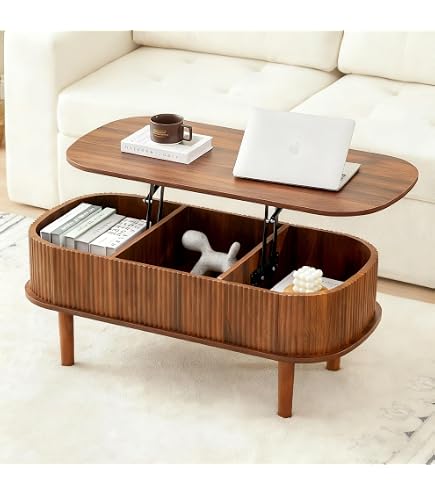 シンプルなデザインのリフトアップ可能な茶Table、木製の岩板を使用