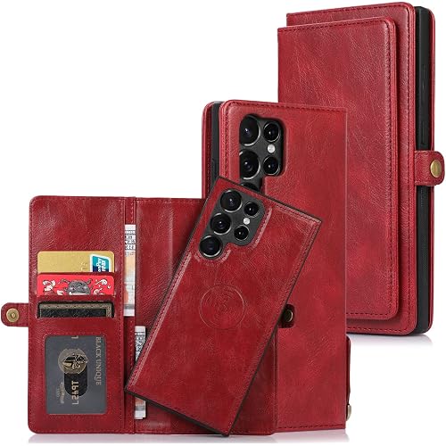 Cavor for Samsung S22 Ultra Wallet Case,for Samsung Galaxy S22 Ultra 5G Case,2 in 1 Magnetic Detachable Case Leather Flip Cov