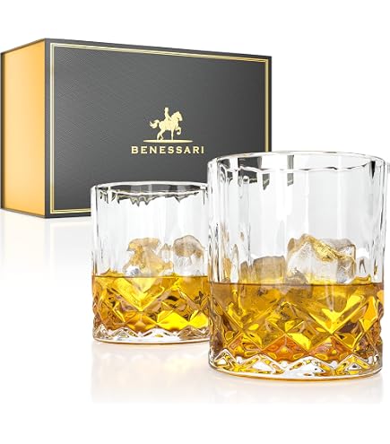 Winkee Whiskey On The Rocks Glas – Mit 3D-Berg-Relief Im Boden, Perfekt Für Bourbon & Scotch