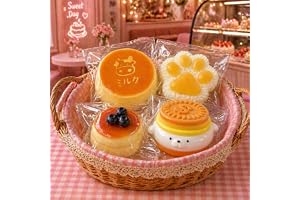 Ｈ・Ｋ スクイーズ すくいーず 4点セット 焦がしミルク コイン犬 ブルーベリースフレ 肉球 食べ物 もちもち 低反発 ストレス解消 感覚おもちゃ [並行輸入品]