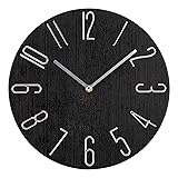 掛け時計 電波 静音 北欧 おしゃれ 壁掛け時計 時計 壁掛け 見やすい 30cm シンプル (ダークブラウン)
