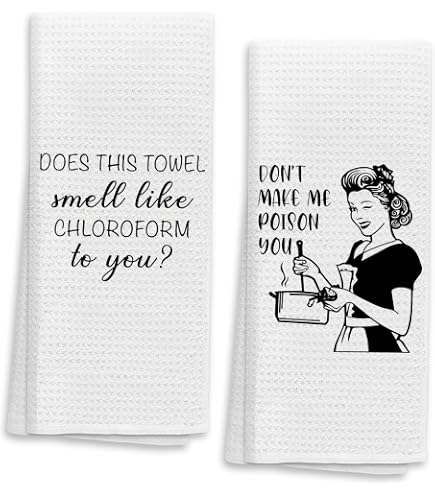 YouFangworkshop Funny Kitchen Towel - 'Does This Towel Smell Like Chloroform' Joke, 16x24 Inches, Waffle Weave