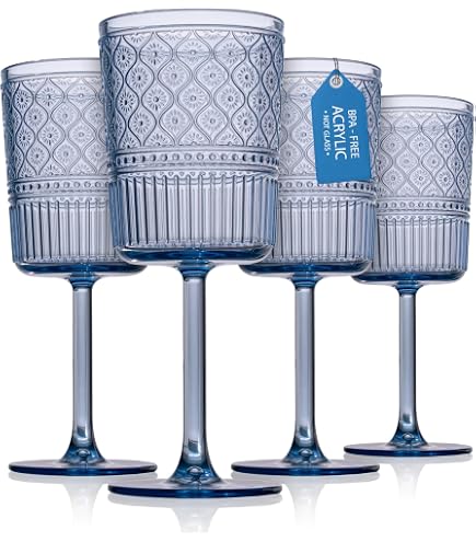 Embossed Stemless Plastic Goblets 24 Plastic Vintage Drinking Glasses  8.5oz  Stemless Cups, Shatterproof, 6 Retro Colors, Great For Parties & Events