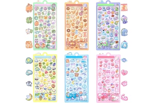 MINGYI TECH 3Dシール (A：6枚セット) かわいい立体浮き彫りデザイン ご褒美 DIY 手帳デコ スマホデコ ギフト包装に