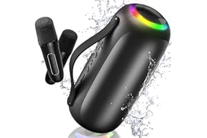 JYX Portable Karaoke Machine with 2 Wireless Microphones, Bluetooth Speaker with Lights, Subwoofers for Home Party, 5 Voice Effects, Kids & Adults, Ideal Gifts