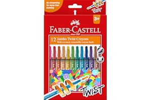 Faber-Castell Jumbo Twist Crayons, Assorted – 12 Count (Pack of 1), (21-010093)