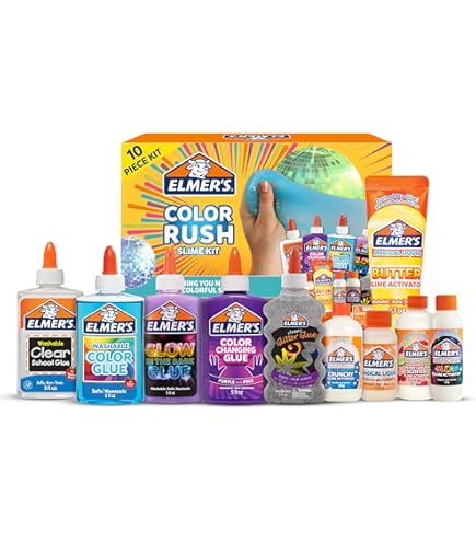 Elmer's Kit de slime de colores | Incluye pegamento PVA de colores lavable | Colores surtidos y activador líquido mágico para slime | Lavable y apto para niños | 4 unidades