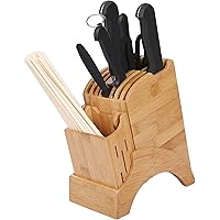 lucrubun 包丁スタンド 竹製 出刃包丁と中華包丁対応 抗菌 防カビ スリム