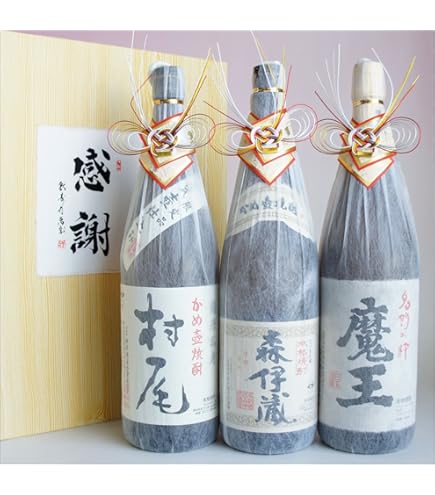 Amazon.co.jp: 森伊蔵・魔王・村尾 芋焼酎3M 飲み比べ 中サイズ3本