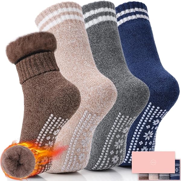 HUGSWEET 4 Pairs Thick Thermal Socks For Women Extreme Cold Weather - View #4